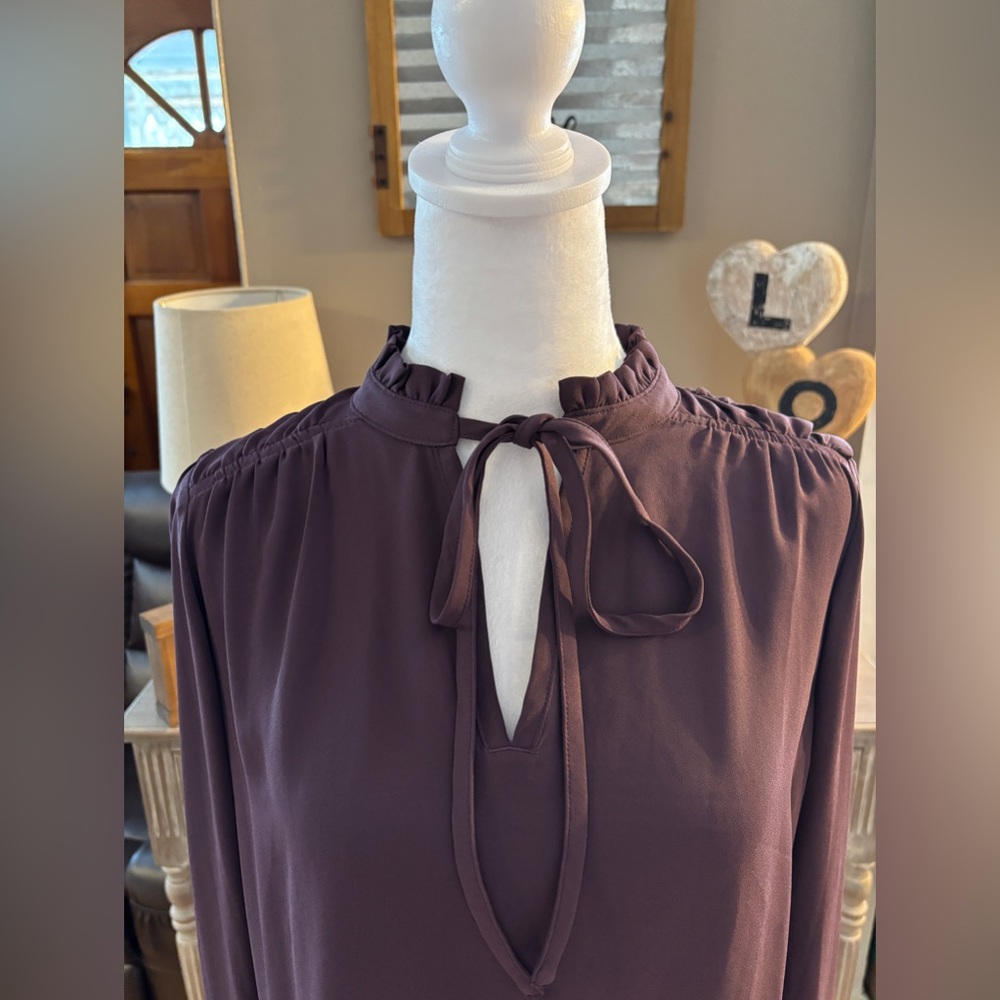 Loft Tie Front Ruffle Collared Blouse - Picture 2 of 8
